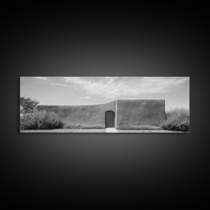 Desert Adobe, Minimal Wall, Architecture Photography, Black and White Art, Framed Canvas Print, Southwestern Decor, Entryway Wall Art