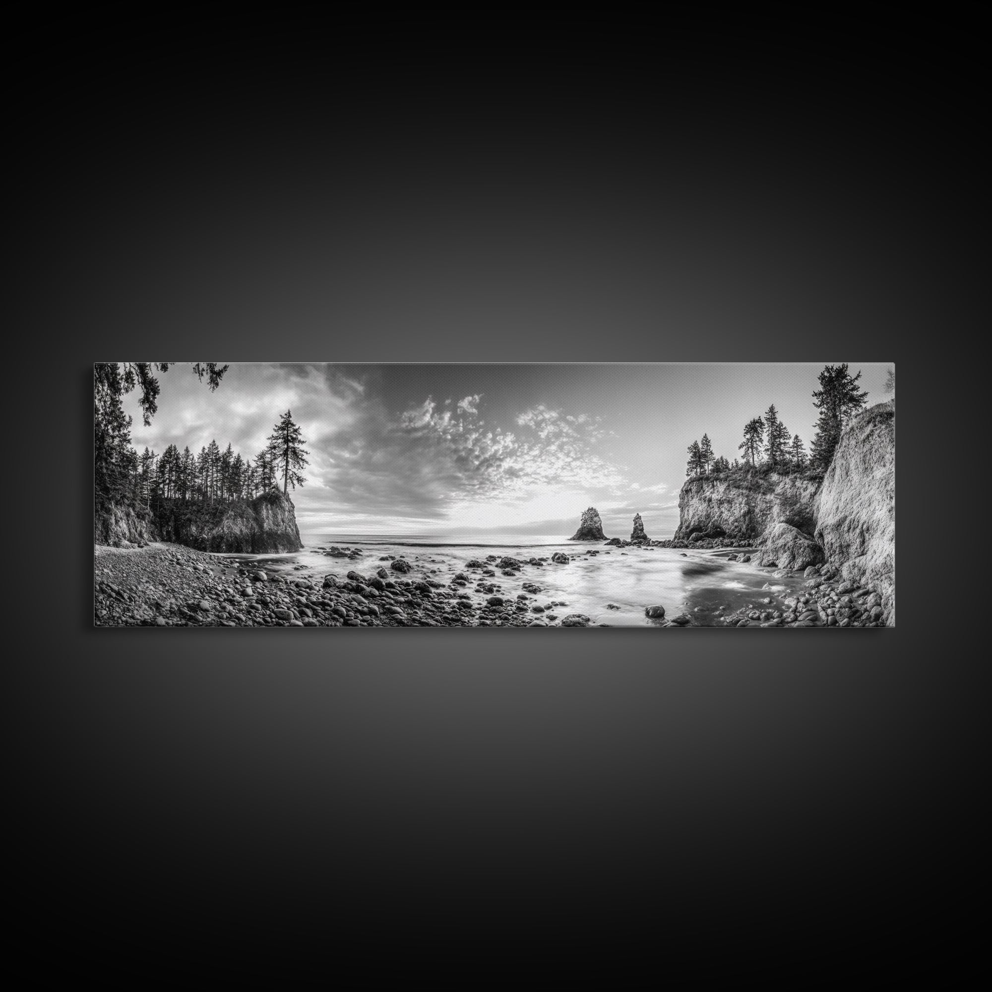 Rocky Coastal Trees, Forest Meets Ocean, Seaside Cliff View, Canvas Print, Nature Inspired Wall Art, Rustic Cabin or Beach House Decor