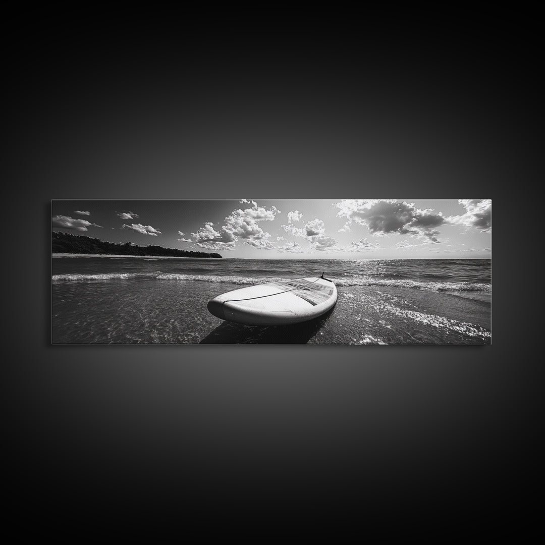 Paddle Board, Ocean Adventure, Summer Surf, Sparkling Sea, Canvas Print, Coastal Living Room Wall Art, Beach House Photography