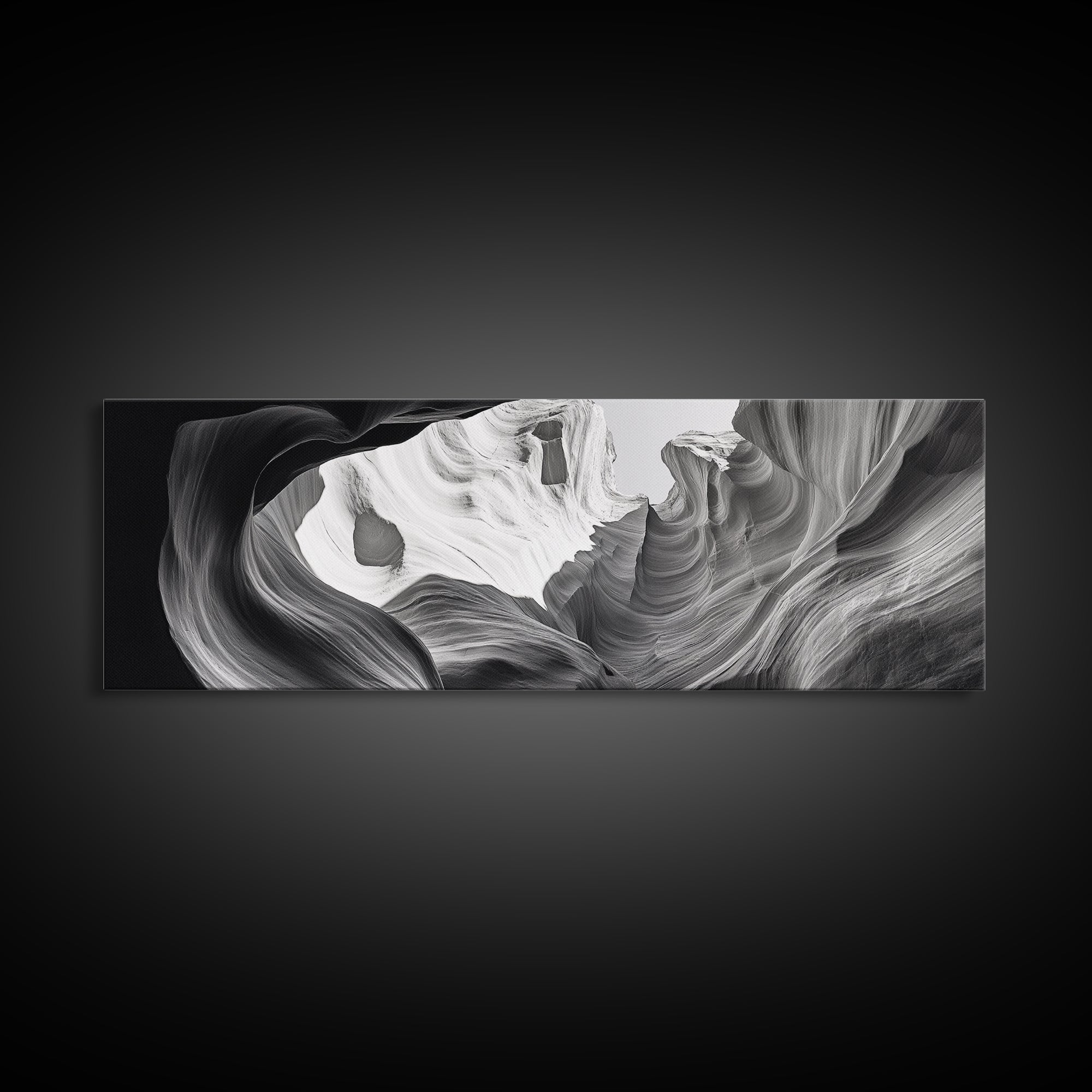 Desert Canyon Swirl, Abstract Rock Layers, Light and Shadow, Framed Canvas Print, Minimalist Living Room Art, Earth Tone Decor