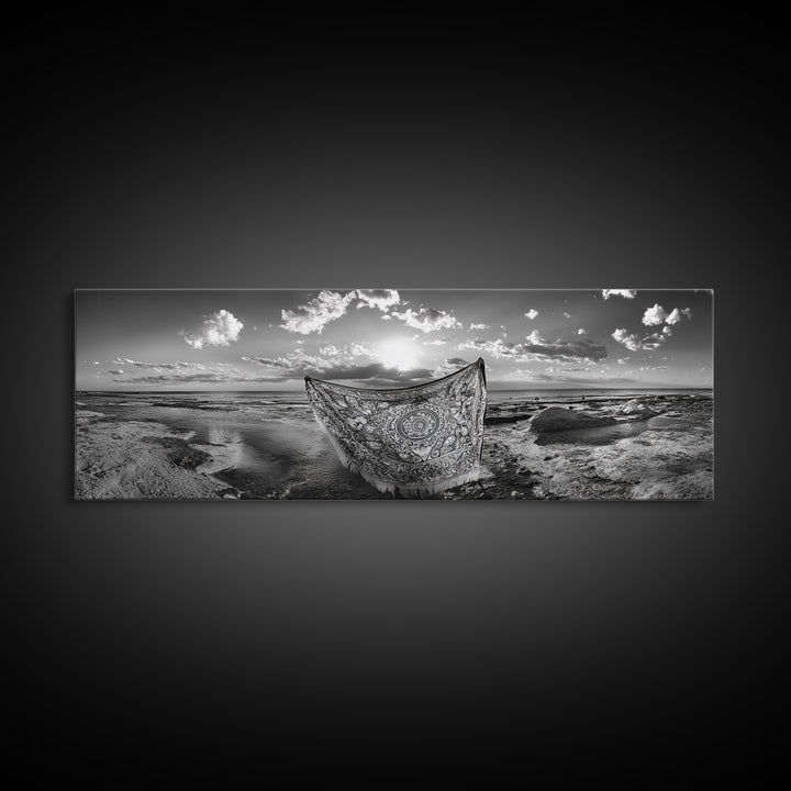 Sunset Sea, Magic Carpet, Ocean Ritual, Ethereal Coastal, Framed Canvas Print, Boho Wall Art, Living Room Decor, Surreal Beach Photography