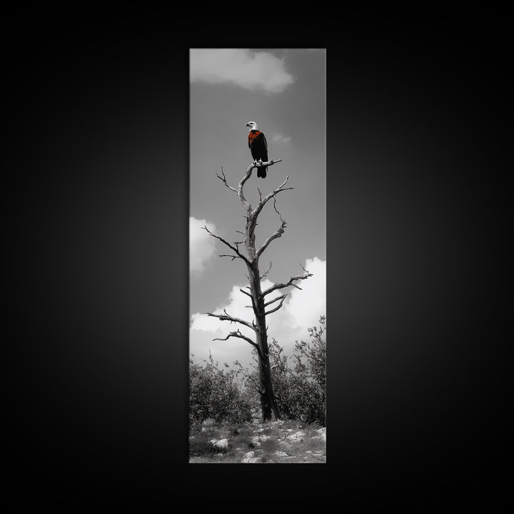 Lone Eagle, Tree Perch, Wild Raptor, Fierce Freedom, Canvas Print, Rustic Wildlife Wall Art, Cabin Lodge Decor, Dramatic Nature Scene