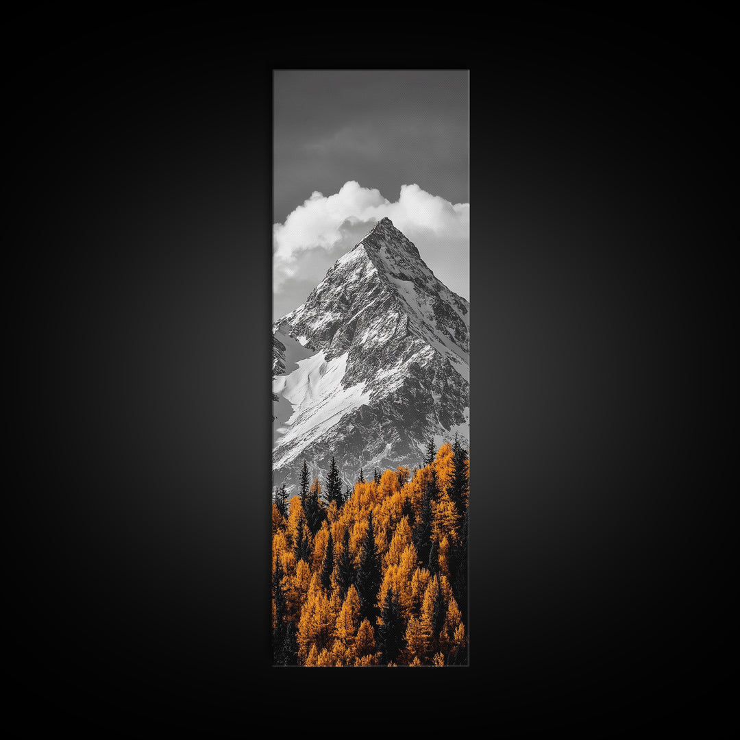 Majestic Peak, Autumn Trees, Nature Mountain Scene, Framed Canvas Print, Rustic Wall Art, Cabin Decor, Adventure Vibes, Fall Landscape Art