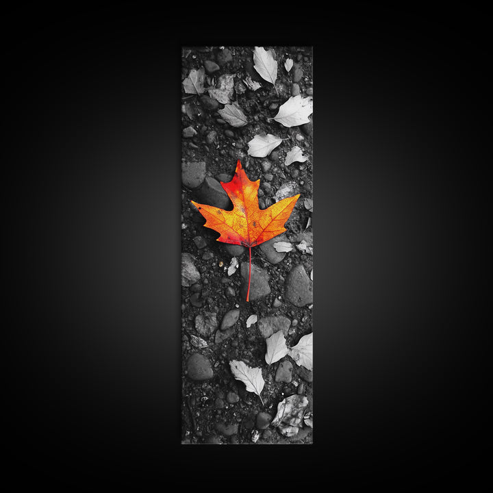 Maple Leaf Focus, Autumn Ground, Fall Vibes, Canvas Print, Nature Photography, Minimalist Art, Entryway Wall Decor, Earth Tone Aesthetic