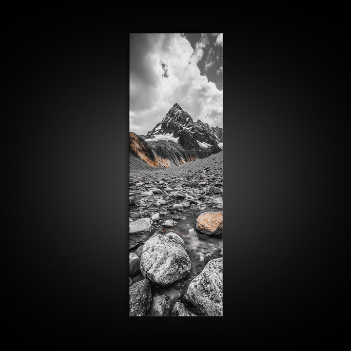 Rocky Peak, Wilderness Art, Orange Accent, Moody Landscape, Framed Canvas Print, Office Decor, Fall Mountainscape Photography