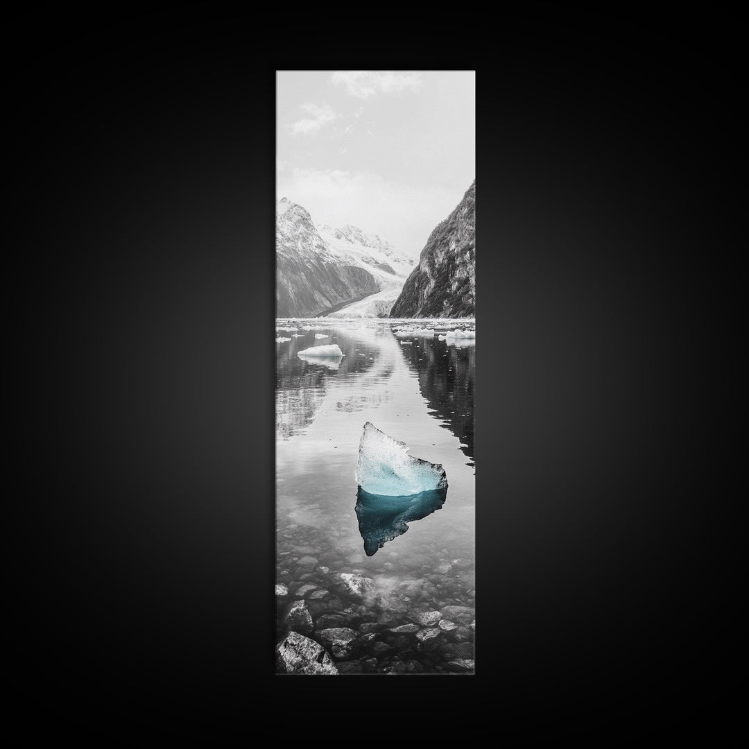 Iceberg, Glacier Reflection, Arctic Landscape, Serene Water, Framed Canvas Print, Minimalist Wall Art, Bathroom or Bedroom Photography