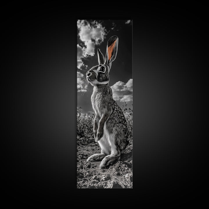 Wild Rabbit, Sunset Ears, Desert Animal, Wildlife Close-Up, Framed Canvas Print, Boho Animal Decor, Living Room Accent, Nature Wall Art