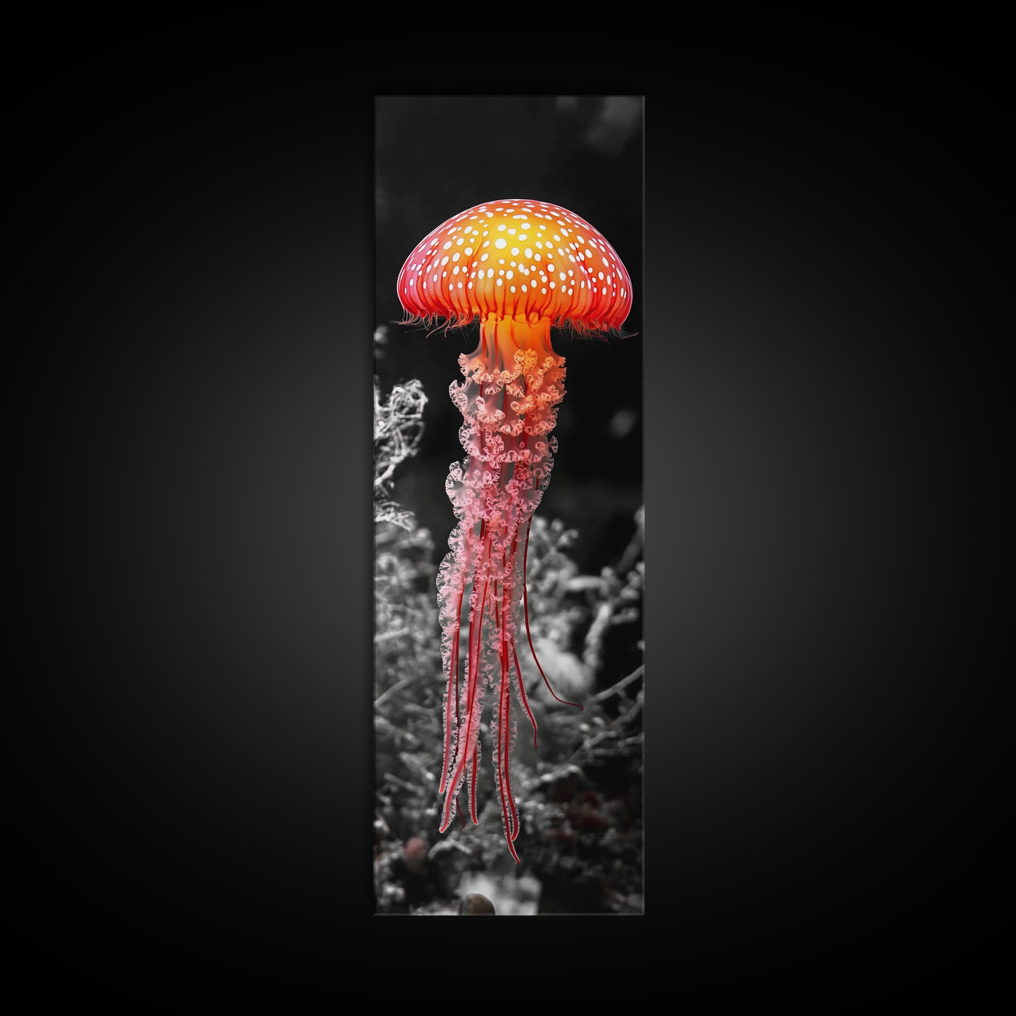 Jellyfish, Ocean Glow, Underwater Beauty, Bright Sea Life, Canvas Print, Bathroom Wall Art, Coastal Vibes, Marine Nature Photography