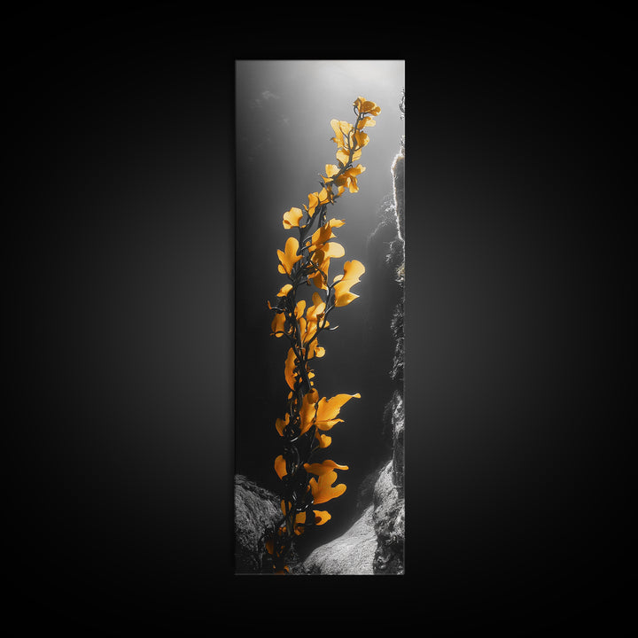 Ocean Kelp Art, Golden Seaweed, Deep Sea Beauty, Underwater Light, Canvas Print, Bathroom Wall Art, Nautical Decor, Moody Coastal Style