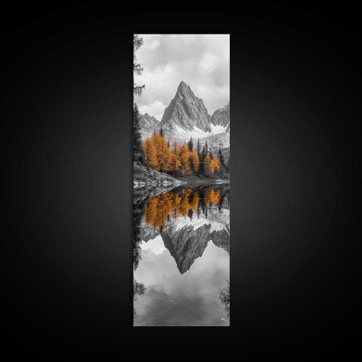 Peak Reflection, Autumn Forest, Serene Landscape, Framed Canvas Print, Tranquil Nature Art, Entryway Wall Art, Fall Mountain Wall Decor