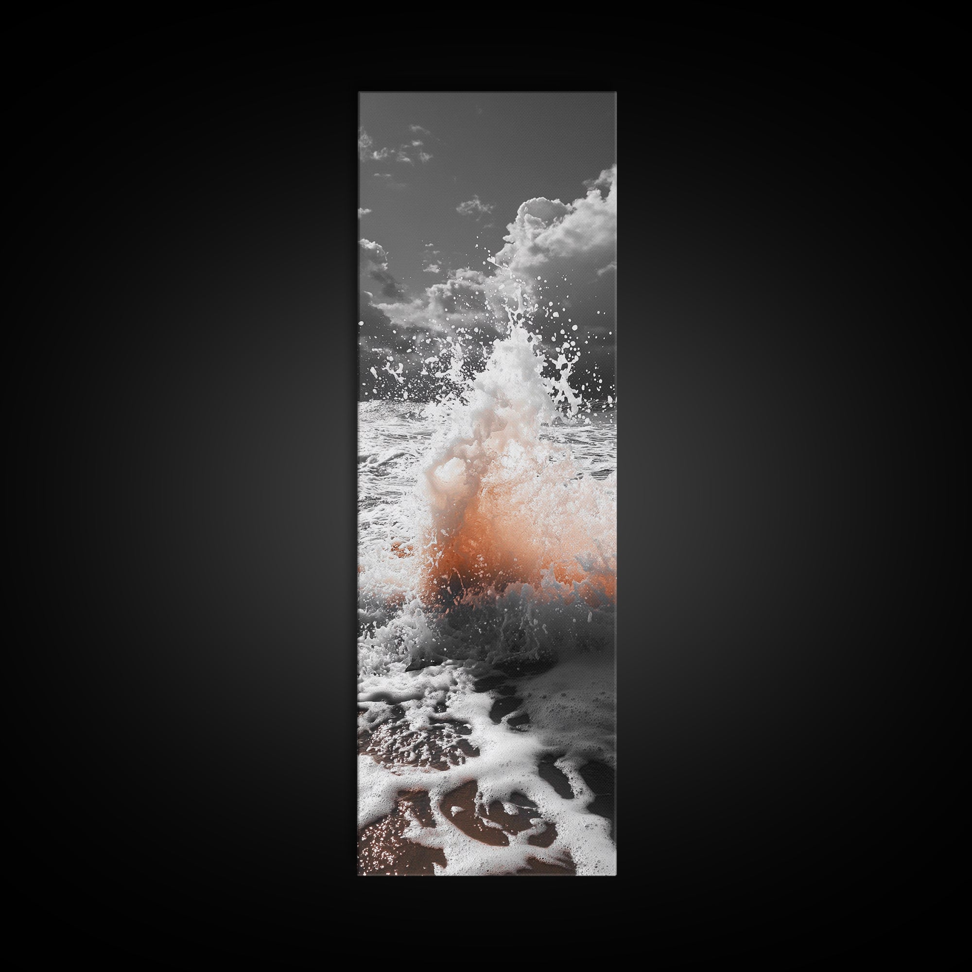 Splash Art, Sea Foam, Sunset Water, Ocean Spray, Canvas Print, Bathroom Wall Art, Beach Aesthetic, Abstract Coastal Photography