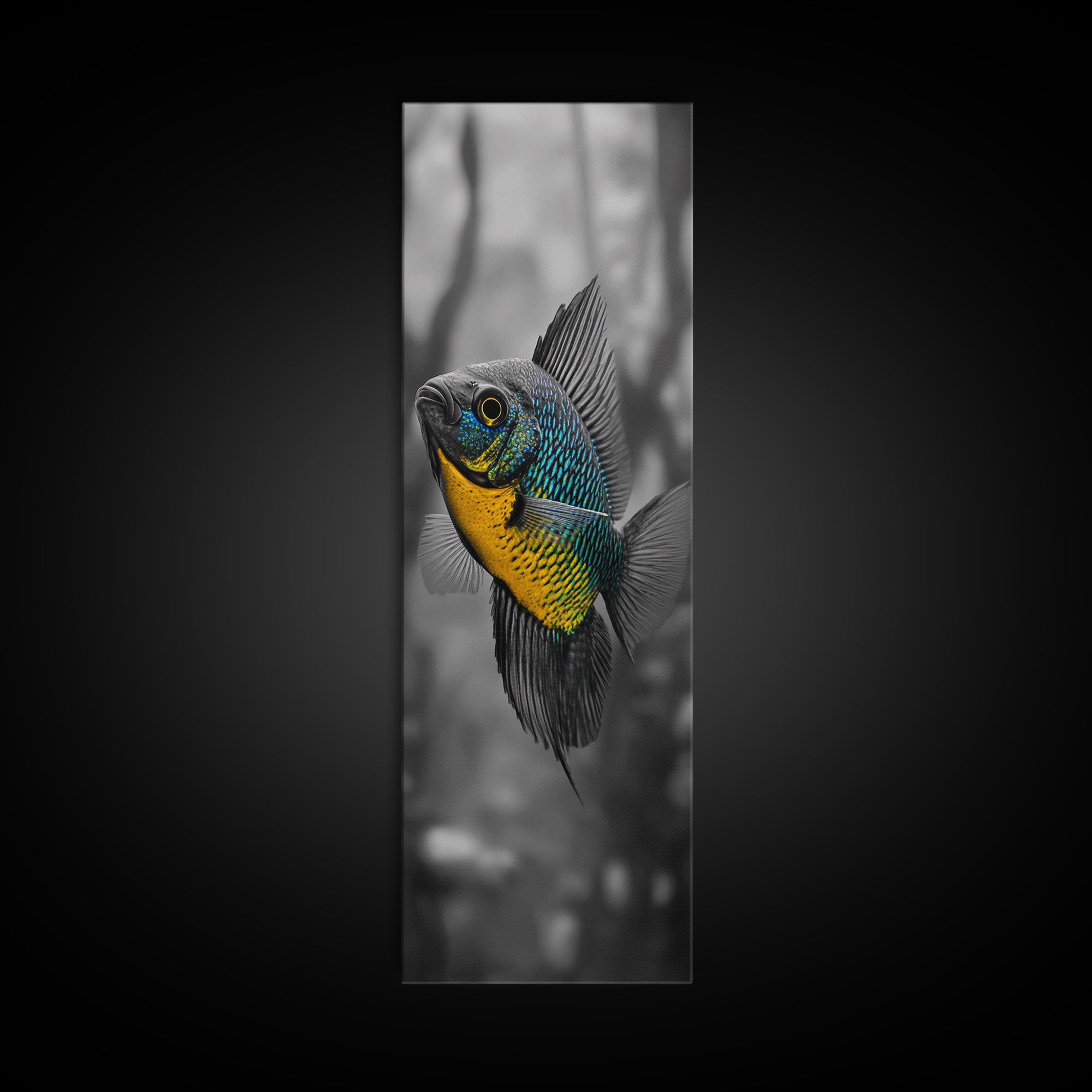 Bluegill Fish, Underwater Life, Bold Colors, Freshwater Beauty, Framed Canvas Print, Nature Art, Bathroom Wall Art, Aquatic Decor