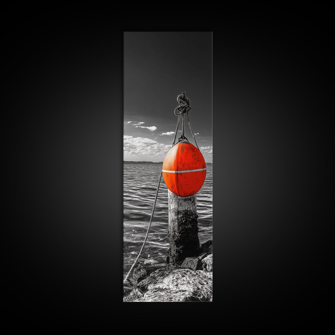 Buoy on Water, Nautical Vibe, Harbor View, Bold Coastal Art, Canvas Print, Beach House Decor, Bathroom Wall Art