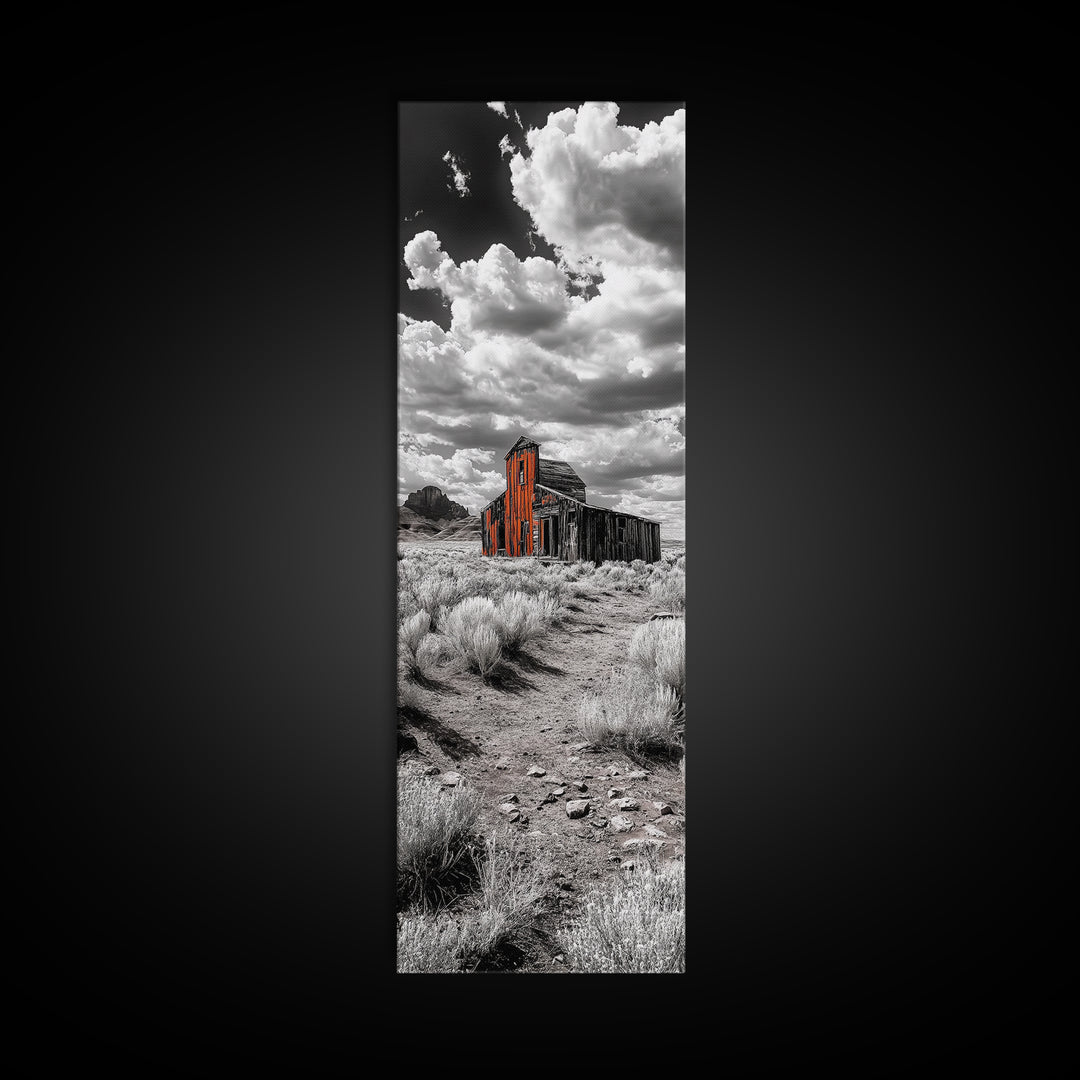Abandoned Barn, Desert Mood, Old West Vibes, Rustic Autumn Scene, Canvas Print, Farmhouse Wall Decor, Entryway Art