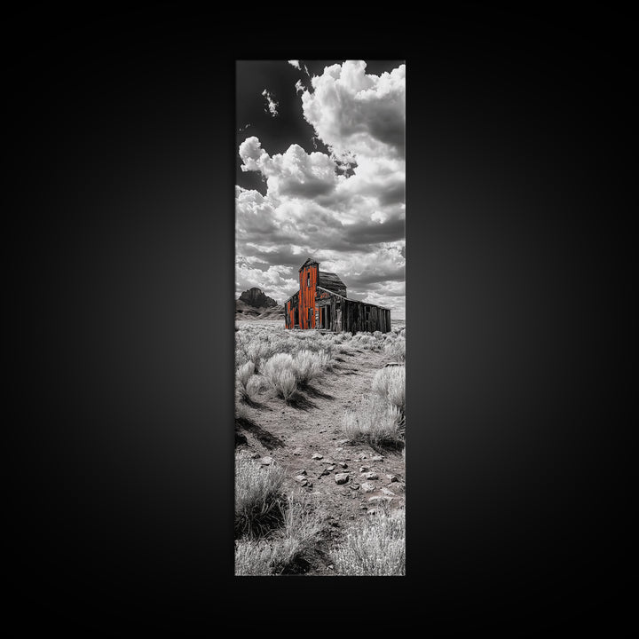 Abandoned Barn, Desert Mood, Old West Vibes, Rustic Autumn Scene, Canvas Print, Farmhouse Wall Decor, Entryway Art