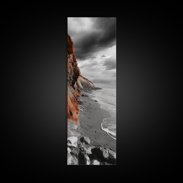 Coastal Cliffs, Orange Rocks, Seaside Drama, Fall Coastal Wall Art, Canvas Print, Earth Tone Decor, Hallway or Entryway Statement Piece