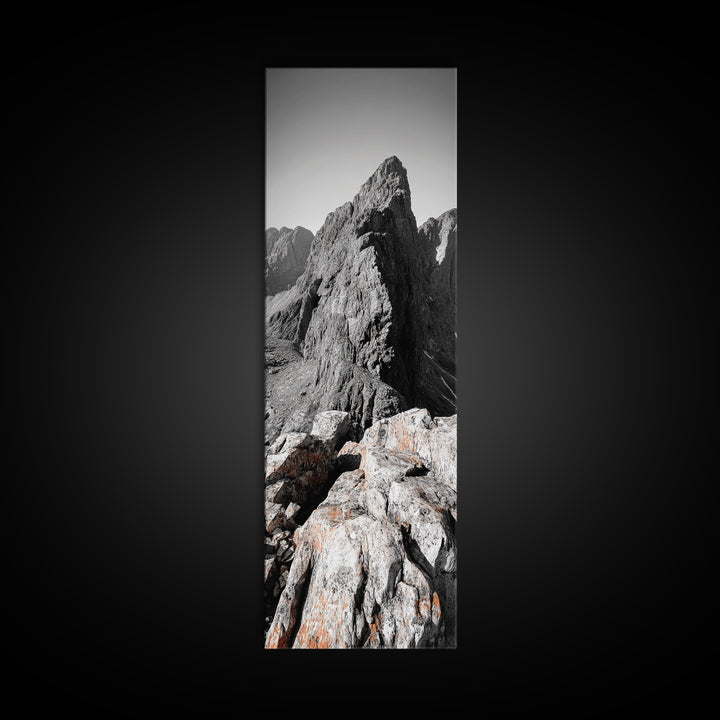 Rugged Mountain, Rocky Cliff, Adventure Landscape, Highland Scene, Nature Travel Art, Framed Canvas Print, Rustic Cabin Wall Decor