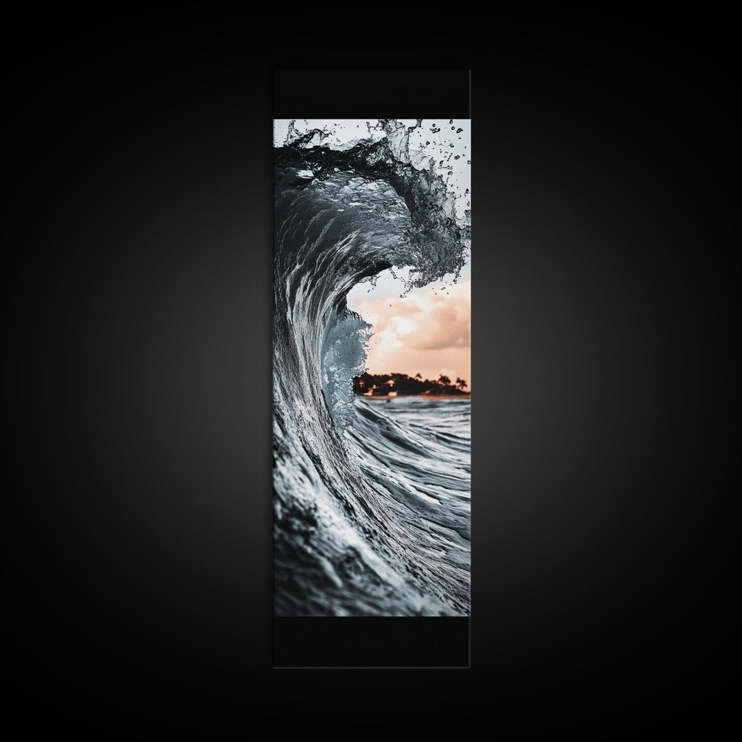Ocean Wave, Big Surf, Seascape Photography, Coastal Wall Decor, Water Motion, Framed Canvas Print, Beach House Living Room Art