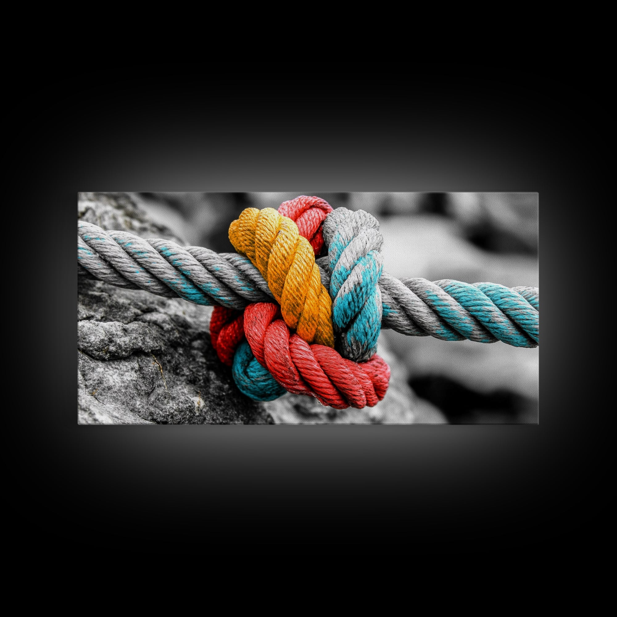 Nautical Knot, Bold Rope, Maritime Wall Decor, Framed Canvas Print, Rustic Coastal Art, Nautical Theme, Bathroom Wall Art, Industrial Art