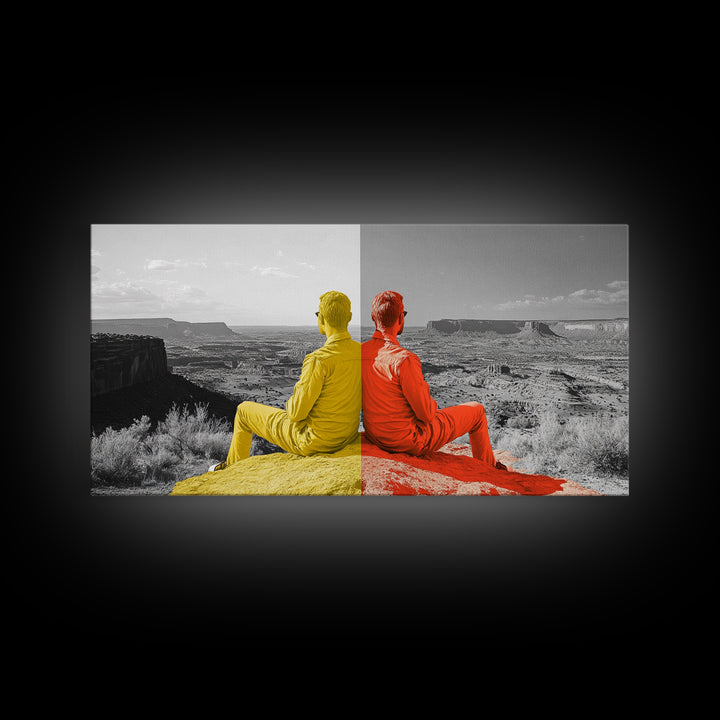 Dual Tone Journey, Conceptual Landscape Art, Contemporary Travel Decor, Mindful Wall Accent, Framed Canvas Print, Office or Study Art