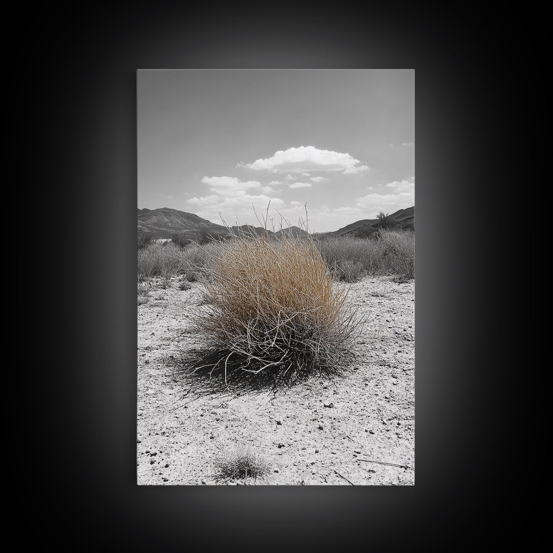 Desert Bush, Tumbleweed Scene, Dry Landscape, Minimalist Canvas Print, Desert Wall Art, Earth Tone Decor, Modern Living Room Art