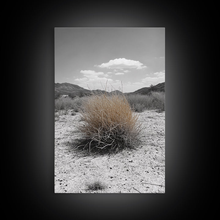 Desert Bush, Tumbleweed Scene, Dry Landscape, Minimalist Canvas Print, Desert Wall Art, Earth Tone Decor, Modern Living Room Art