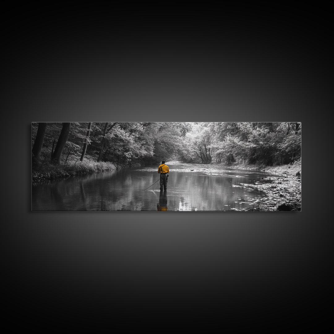 Autumn Fly Fishing, Yellow Jacket River Scene, Framed Canvas Print, Rustic Home Decor, Fisherman Gift, Nature Photography, Cabin Wall Art