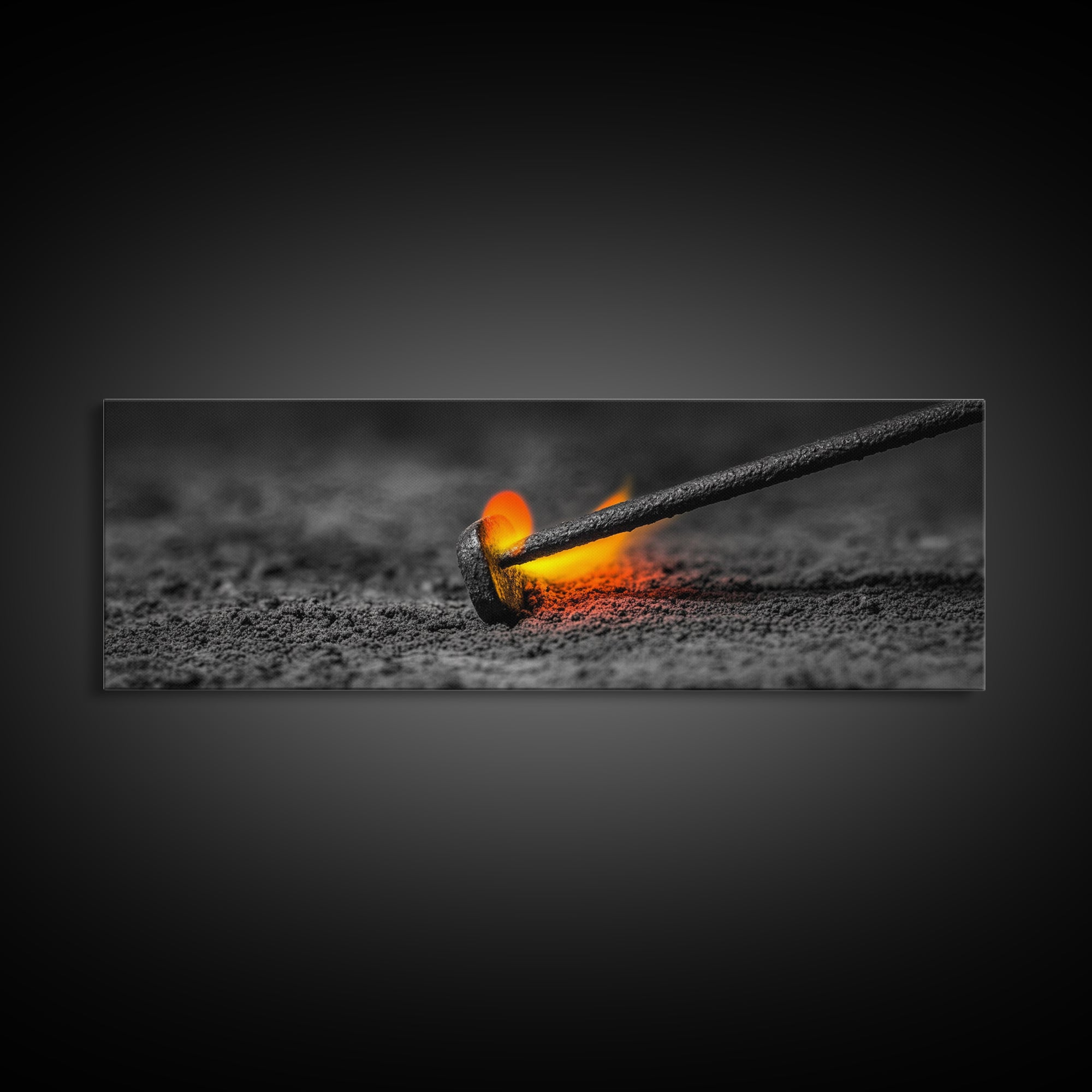 Branding Iron Fire, Industrial Glow Art, Rustic Ranch Scene, Cowboy Western Print, Canvas Print, Man Cave Wall Art, Farmhouse Decor