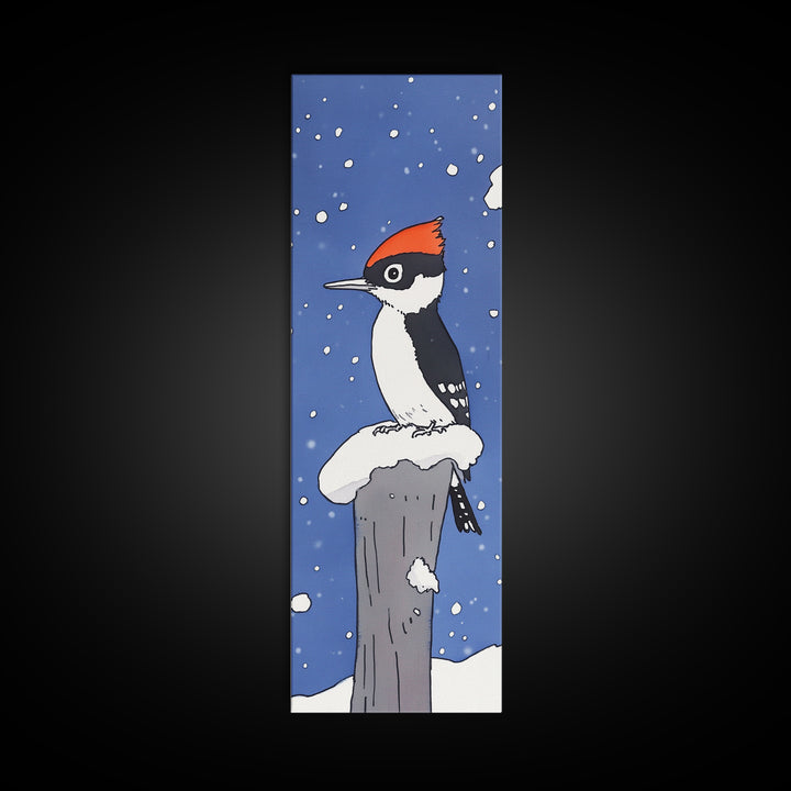 Pileated Woodpecker In Falling Snow Wall Art, Winter Bird Canvas Print, Woodland Wildlife Decor, Cabin Christmas Gift, Art Print