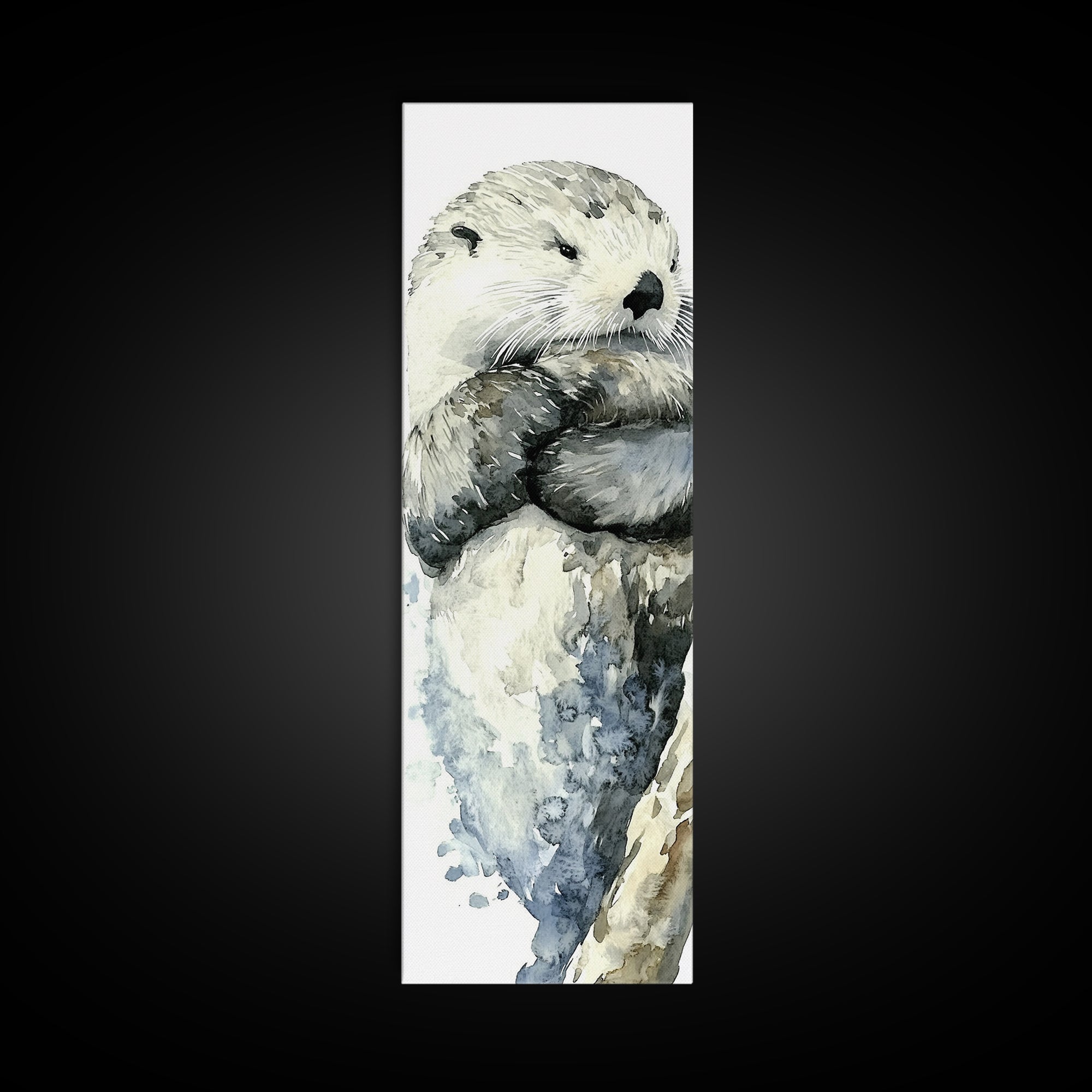 Cute Sea Otter Portrait Canvas Print, Coastal Animal Wall Art, Ocean Nursery Decor, Bathroom Wall Decor, Gift For Otter Lover