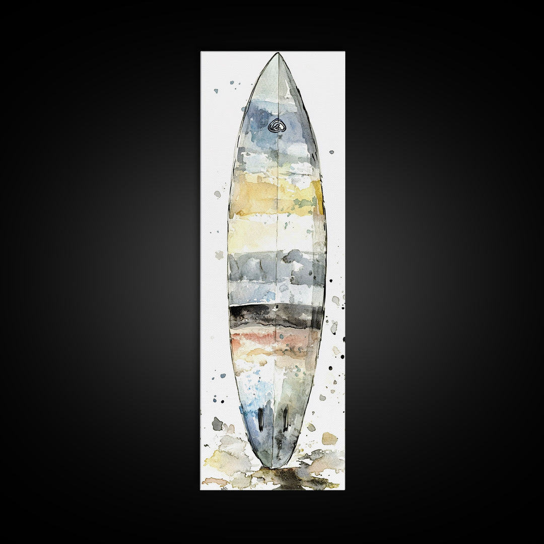 Weathered Surfboard Ocean Stripes Canvas Print, Coastal Wall Art, Beach House Decor, Nautical Wall Decor, Surf Art, Ocean Wall Art