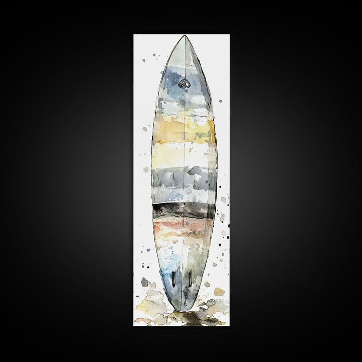 Weathered Surfboard Ocean Stripes Canvas Print, Coastal Wall Art, Beach House Decor, Nautical Wall Decor, Surf Art, Ocean Wall Art