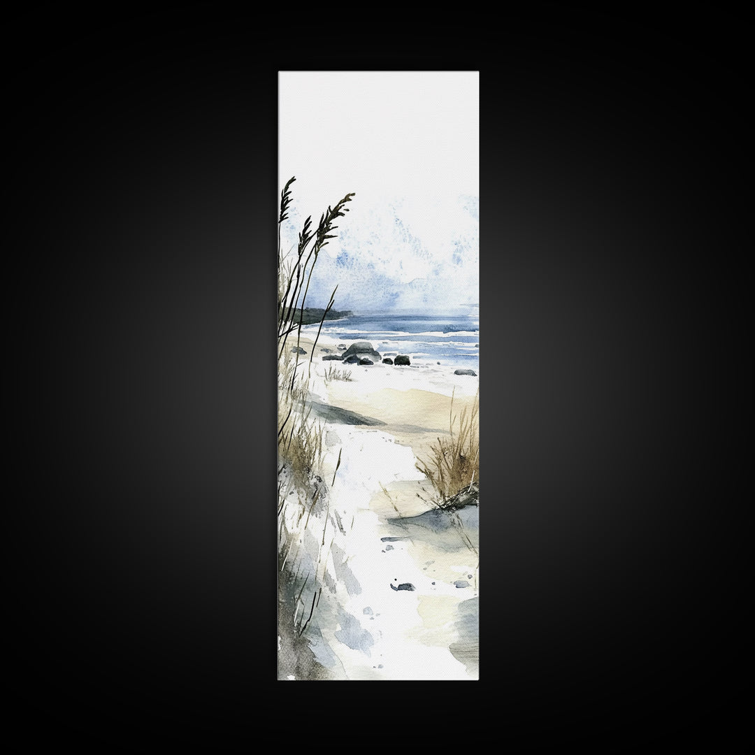 Soft Dune Beach Path Canvas Print, Coastal Wall Art, Watercolor Ocean Decor, Beach House Gift, Neutral Seaside Landscape