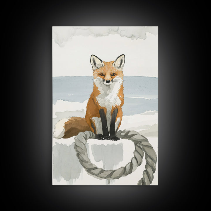 Red Fox By The Sea Wall Art, Coastal Animal Print, Woodland Nursery Decor, Beach House Gift And Nature Wall Decor For Kids
