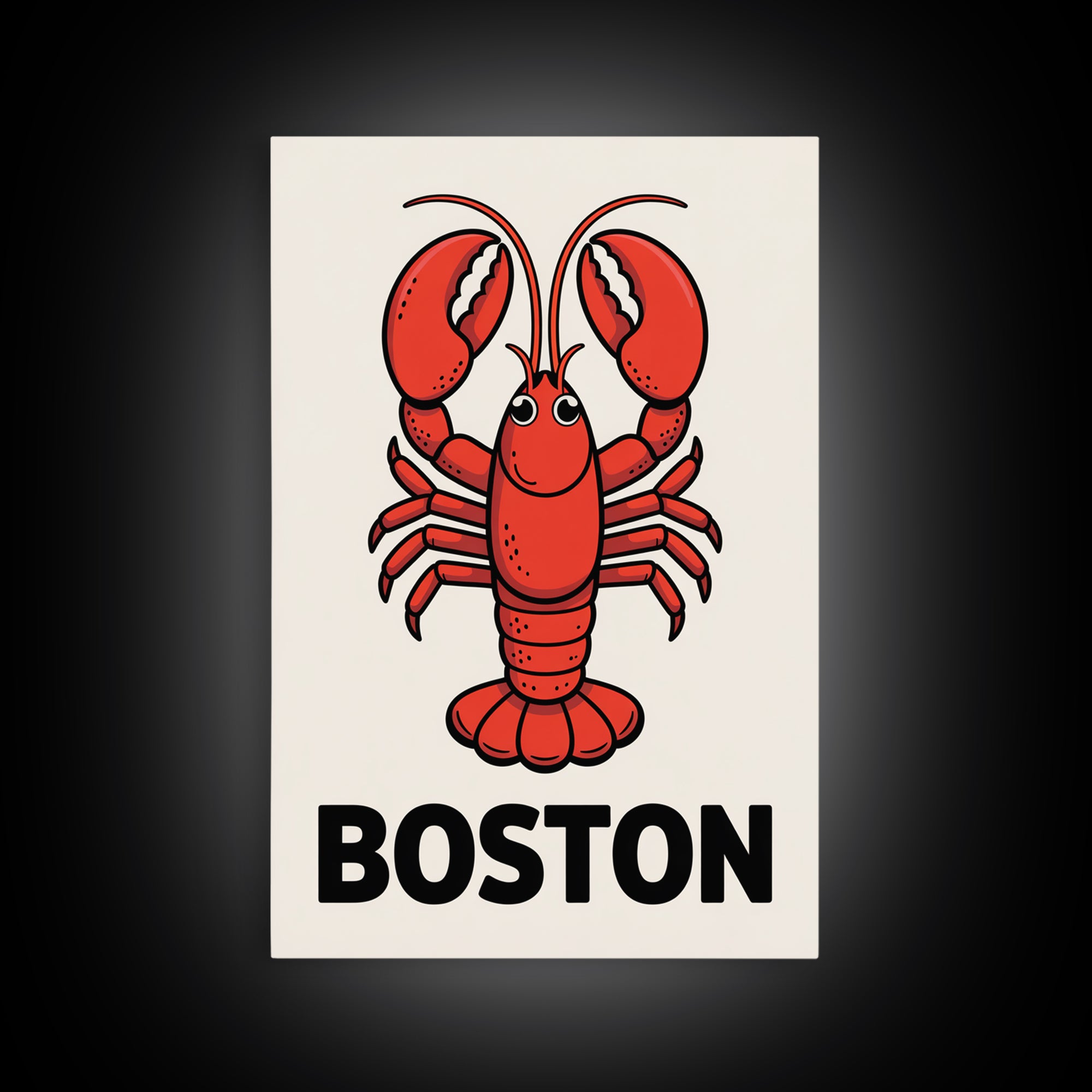Red Lobster Boston Canvas Print, Coastal Kitchen Wall Art, Nautical Seafood Poster, New England Beach House Decor Art Gift