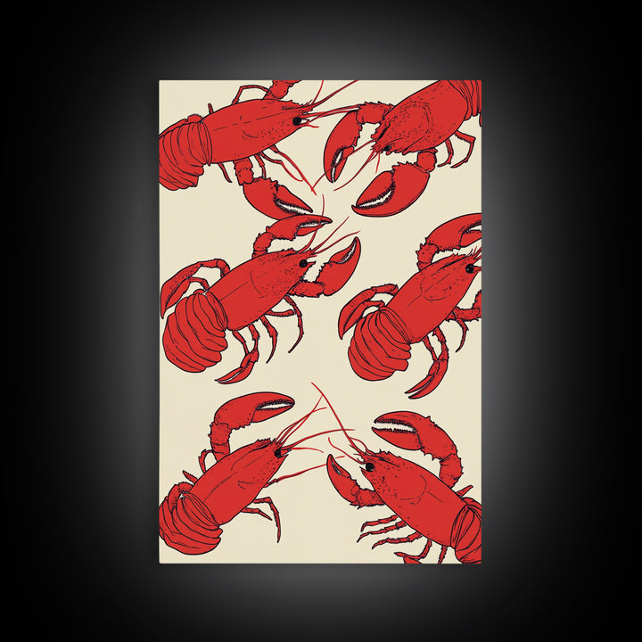 Close Up Red Lobsters Wall Art, Coastal Kitchen Decor, Seafood Print, Nautical Wall Decor, Beach House Dining Room Gift Idea