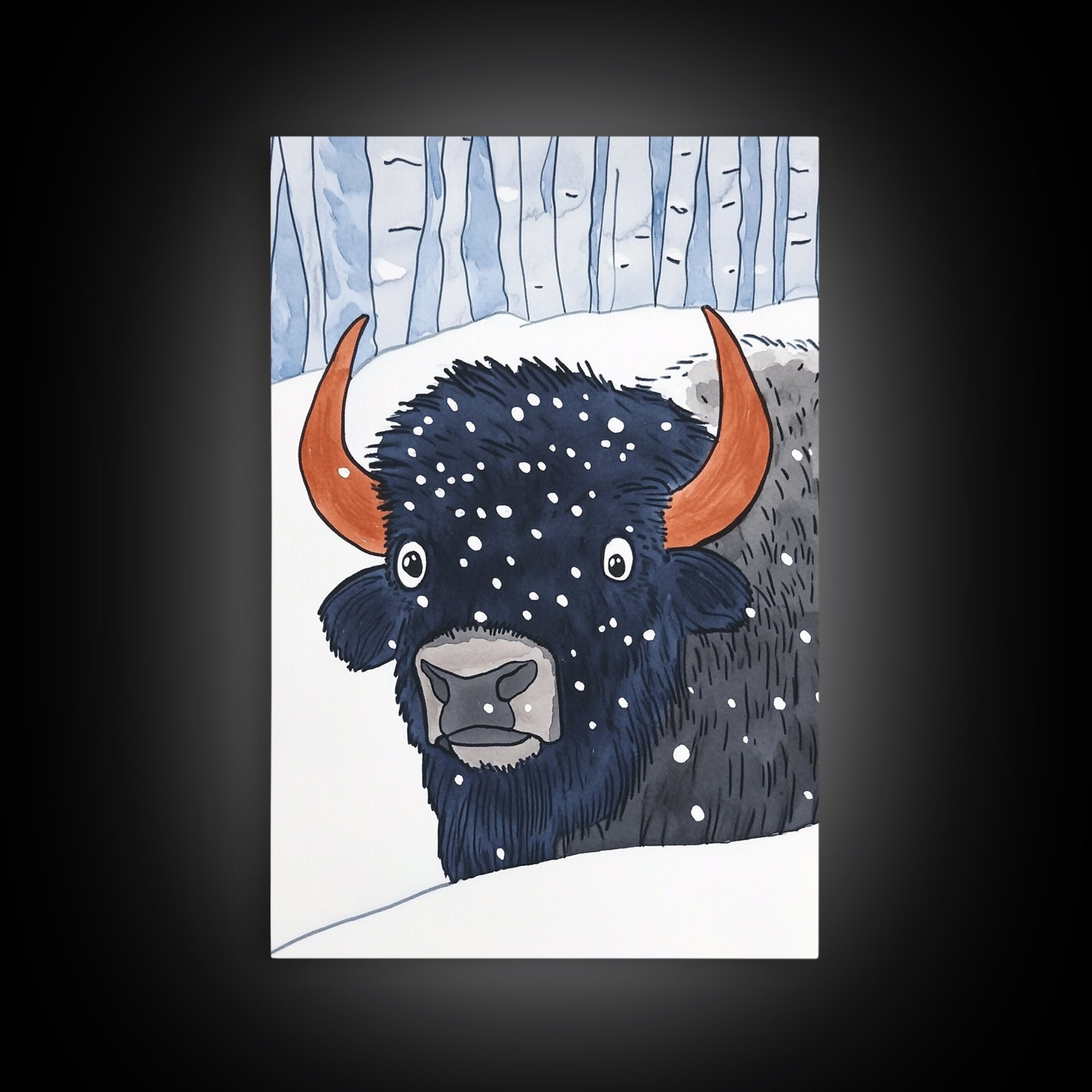 Snowy Bison Portrait Wall Art, Winter Wildlife Print, Rustic Cabin Decor, Animal Wall Decor, Western Nursery Art, Gift For Him