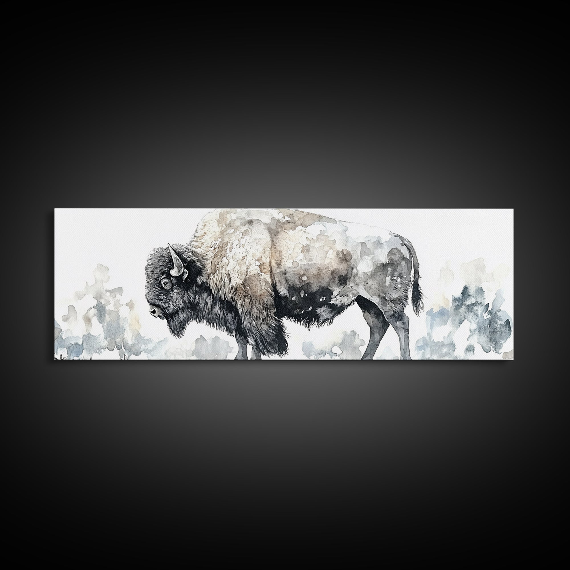 Majestic Bison Watercolor Canvas Print, Rustic Wildlife Wall Art, Western Animal Decor, Nature Inspired Housewarming Gift