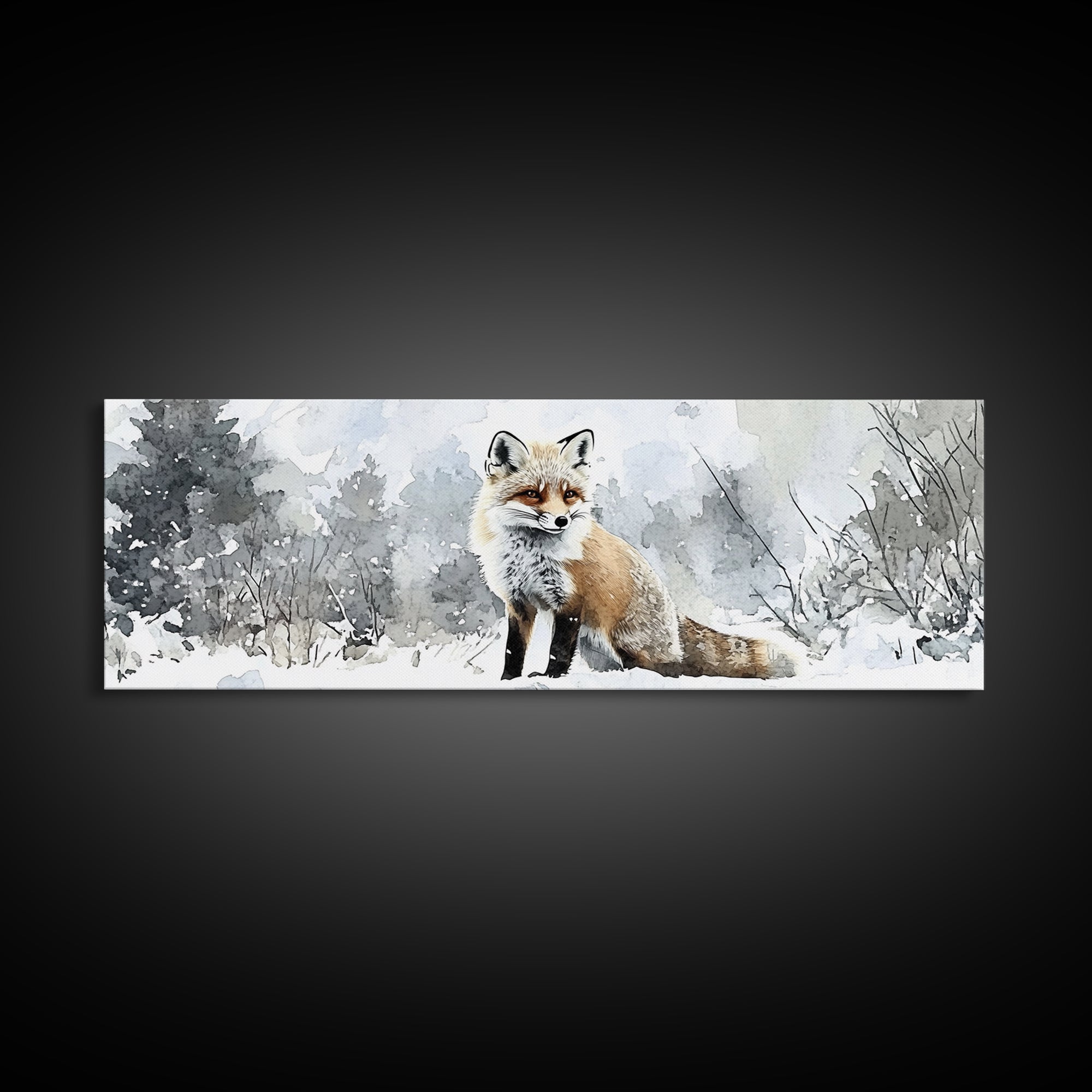 Red Fox In Snowy Forest Framed Canvas Print, Winter Wildlife Wall Art, Woodland Animal Decor, Rustic Nature Gift For Her
