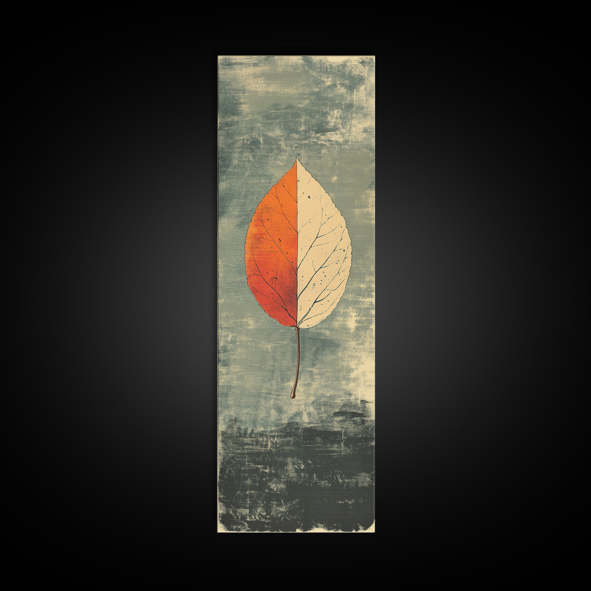 Single Autumn Leaf Minimalist Wall Art, Botanical Print, Japandi Neutral Decor, Earth Tone Modern Home Decor Framed Canvas Print