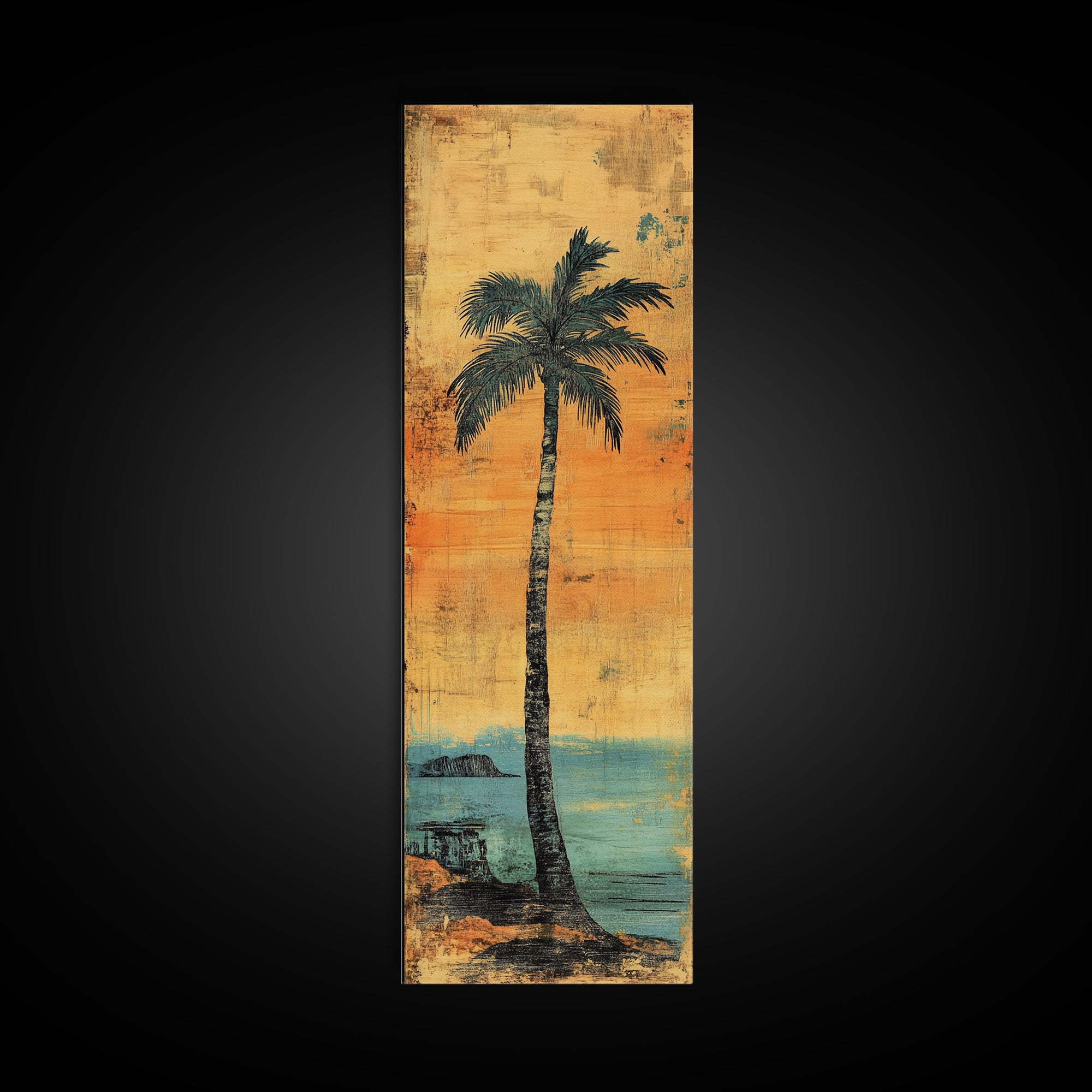 Tall Palm Tree Canvas Print, Coastal Sunset Beach Wall Decor, Tropical Wall Art, Summer Ocean Home Decor, Beach House Gift