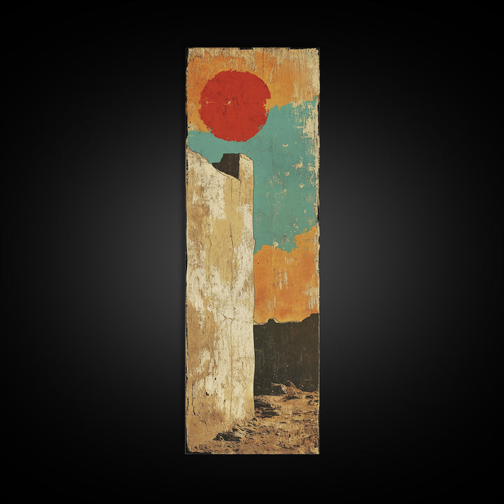 Minimalist Red Sun Desert Wall Art, Modern Abstract Landscape Canvas Print, Warm Earth Tone Decor For Entryway And Home Decor