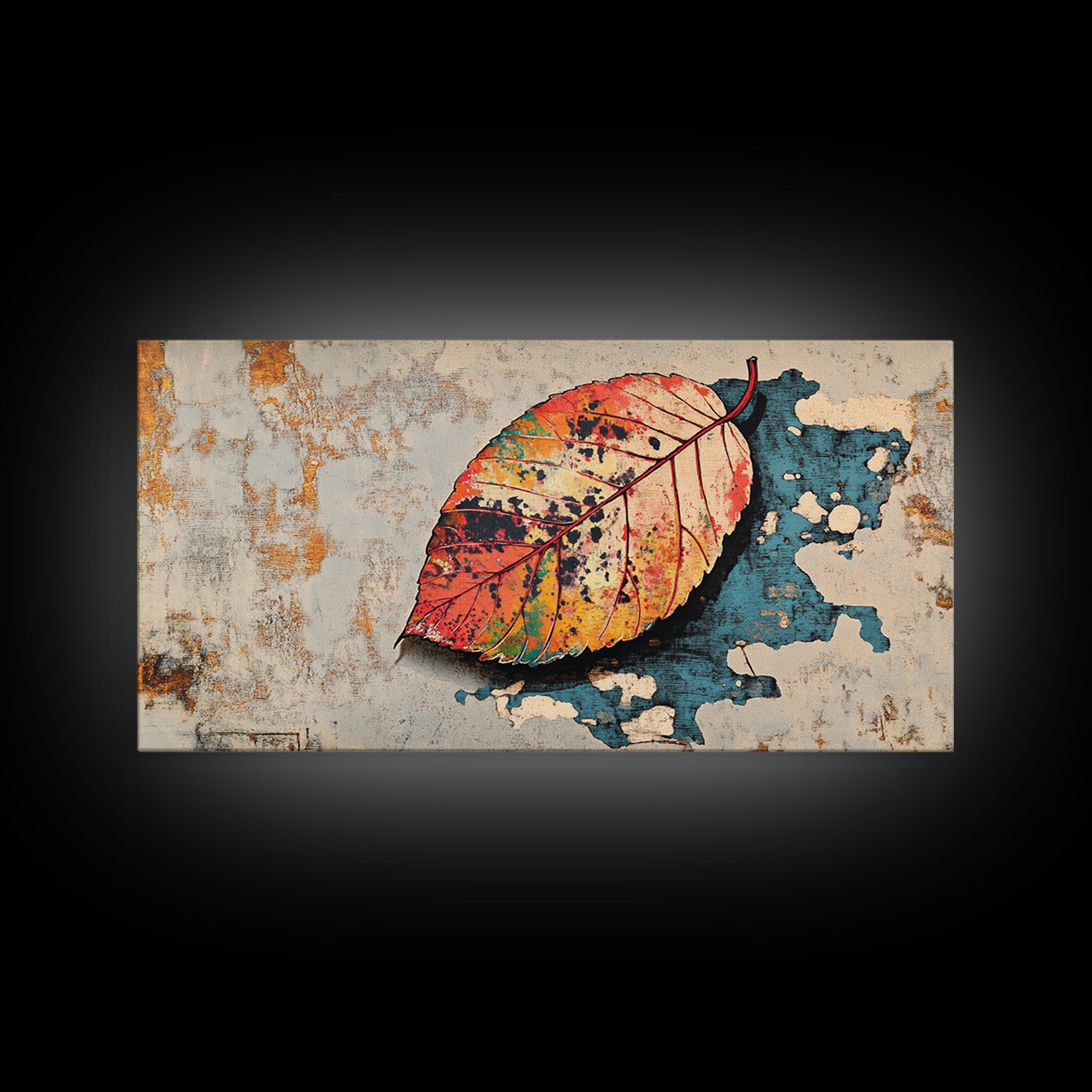 Autumn Leaf Canvas Print, Textured Botanical Wall Art, Rustic Nature Print, Earth Tone Living Room Decor, Bedroom Decor Gift