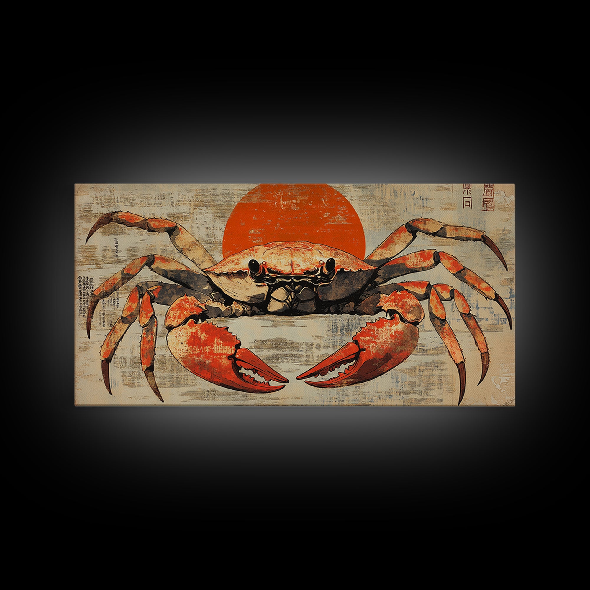 Bold Red Crab Canvas Print, Coastal Kitchen Wall Art, Seafood Wall Decor, Nautical Home Decor, Ocean Animal Art Print, Gift