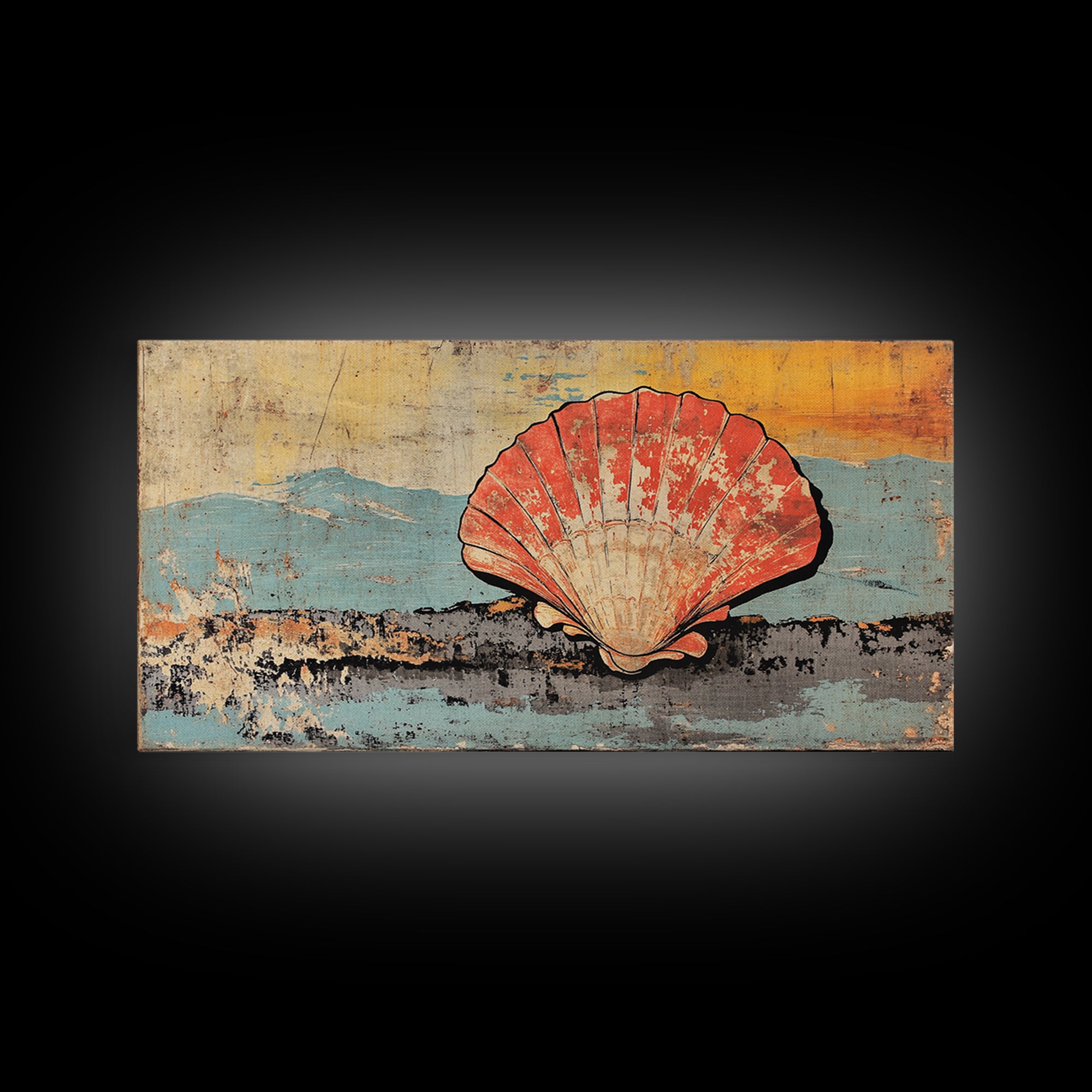 Scallop Shell By Blue Mountains Wall Art, Coastal Canvas Print, Nautical Beach House Decor, Seashell Ocean Wall Decor Print