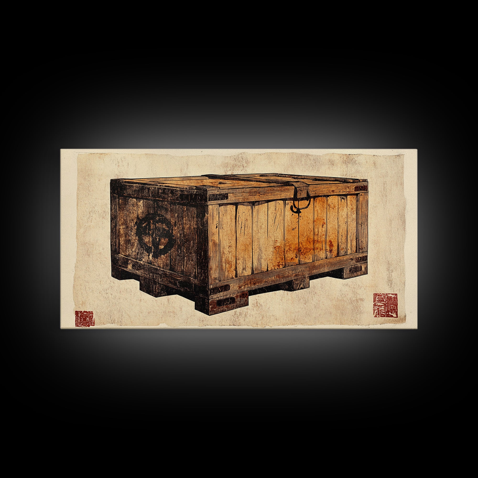 Rustic Wooden Shipping Crate Still Life Wall Art, Farmhouse Canvas Print For Industrial Decor And Masculine Office Decor