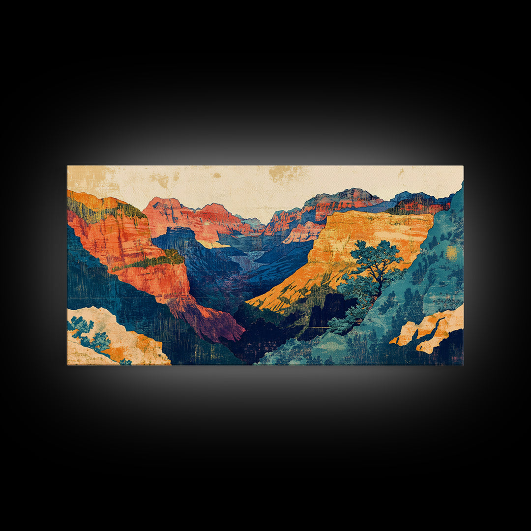 Colorful Grand Canyon Cliffs And Desert Vista Canvas Print, Southwestern Wall Art, National Park Decor, Travel Poster Gift