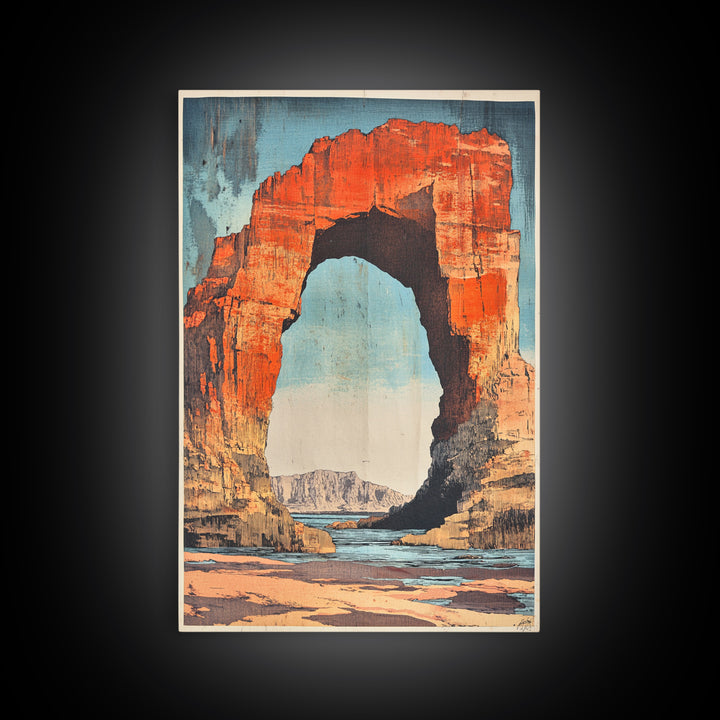 Desert Stone Arch Canvas Print, Southwestern Canyon Landscape Wall Art, Travel Poster, Rustic Home Decor Gift, Living Room Art