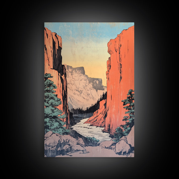 Red Rock Canyon River Canvas Print, Western Landscape Wall Art, Mountain Home Decor, Rustic Cabin Decor, Large Nature Print