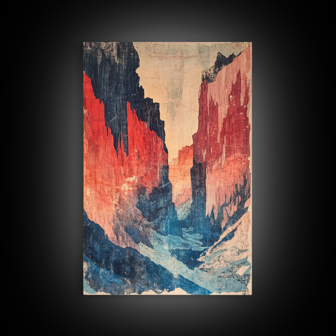 Abstract Red Canyon Wall Art, Modern Landscape Canvas Print, Southwestern Decor, Large Living Room Art, Office Decor Gift